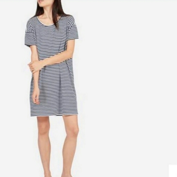 Everlane Dresses & Skirts - Everlane Navy and White Stripe Tee Dress Sz XS